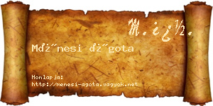 Ménesi Ágota névjegykártya